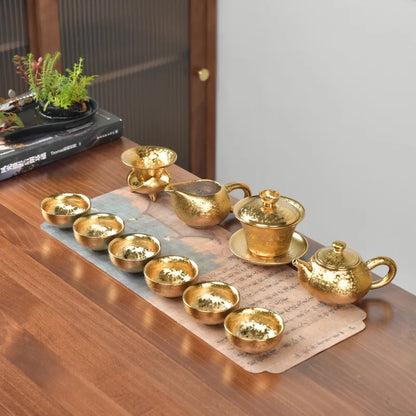 LuxuryKilnIntoGold-platedKungFuTeaSetsCeramicArchitecturalLightSetsHomeOfficeTeacupsTeapotGiftsTeaSetsKitchenCatering