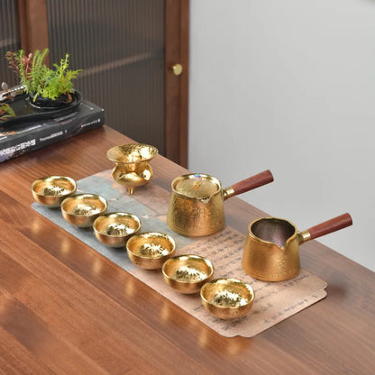 LuxuryKilnIntoGold-platedKungFuTeaSetsCeramicArchitecturalLightSetsHomeOfficeTeacupsTeapotGiftsTeaSetsKitchenCatering