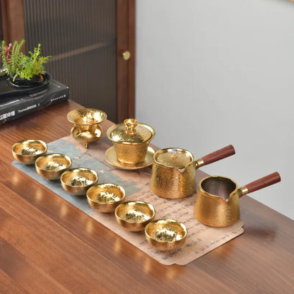 LuxuryKilnIntoGold-platedKungFuTeaSetsCeramicArchitecturalLightSetsHomeOfficeTeacupsTeapotGiftsTeaSetsKitchenCatering