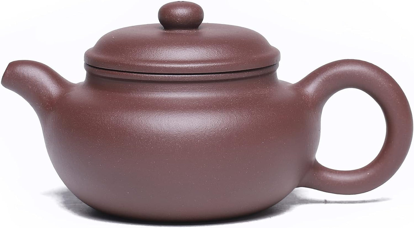 MANXING Zisha Teapot 8.8 Oz,Fine Handmade Yixing Clay Tea Pot Spherical Filter,Chinese Brew Kung fu Loose Leaf Tea Maker Set(Fanggu)