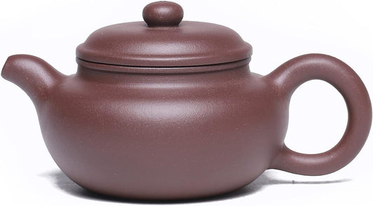 MANXING Zisha Teapot 8.8 Oz,Fine Handmade Yixing Clay Tea Pot Spherical Filter,Chinese Brew Kung fu Loose Leaf Tea Maker Set(Fanggu)