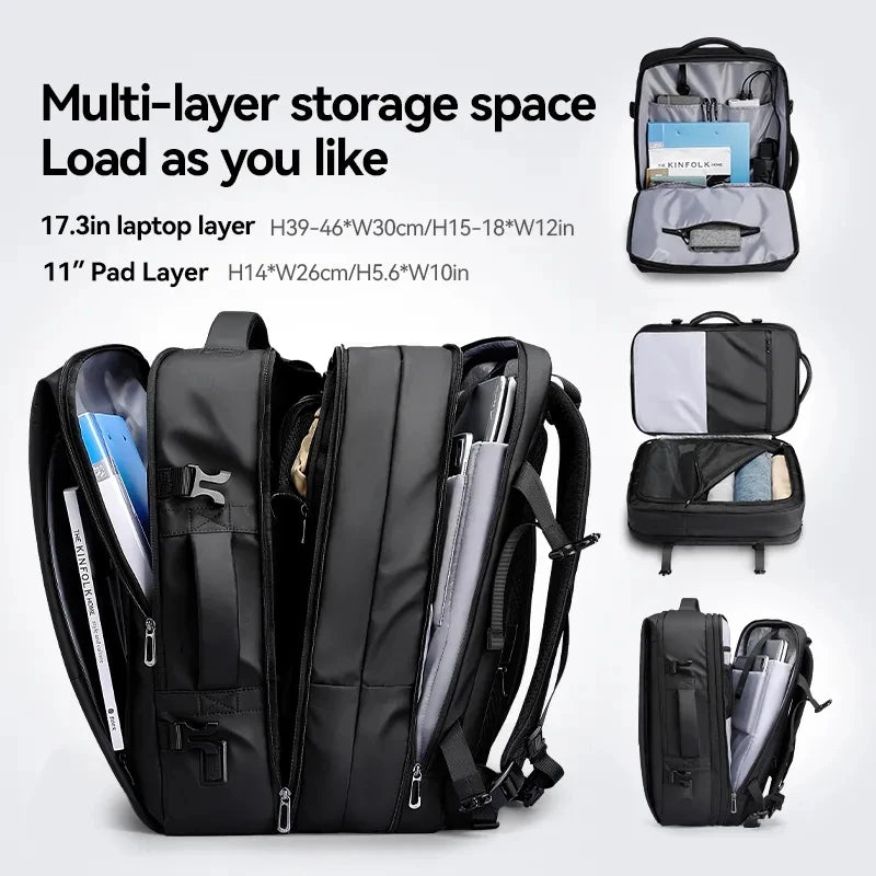 MARK RYDEN 45L Expandable Men's Backpacks Business Travel Backpack Bolsas Femininas Durable Bagpacks for Men Fits 17.3in Laptop