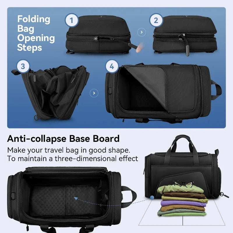 MARK RYDEN Foldable Duffle Bag Men With Shoes Pouch  Large Capacity Gym Bags for Men