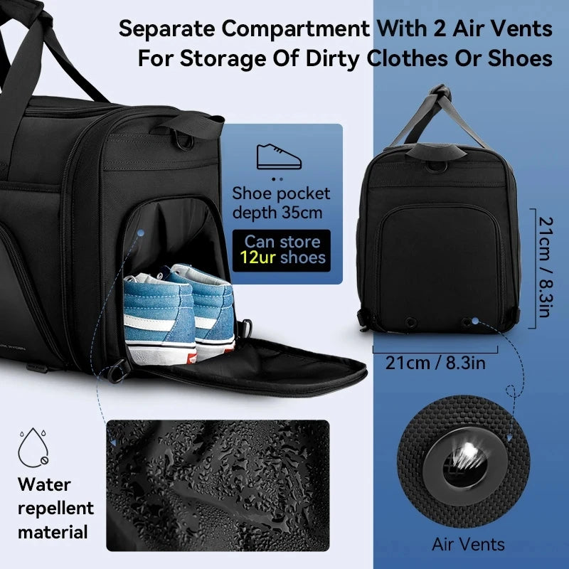 MARK RYDEN Foldable Duffle Bag Men With Shoes Pouch  Large Capacity Gym Bags for Men