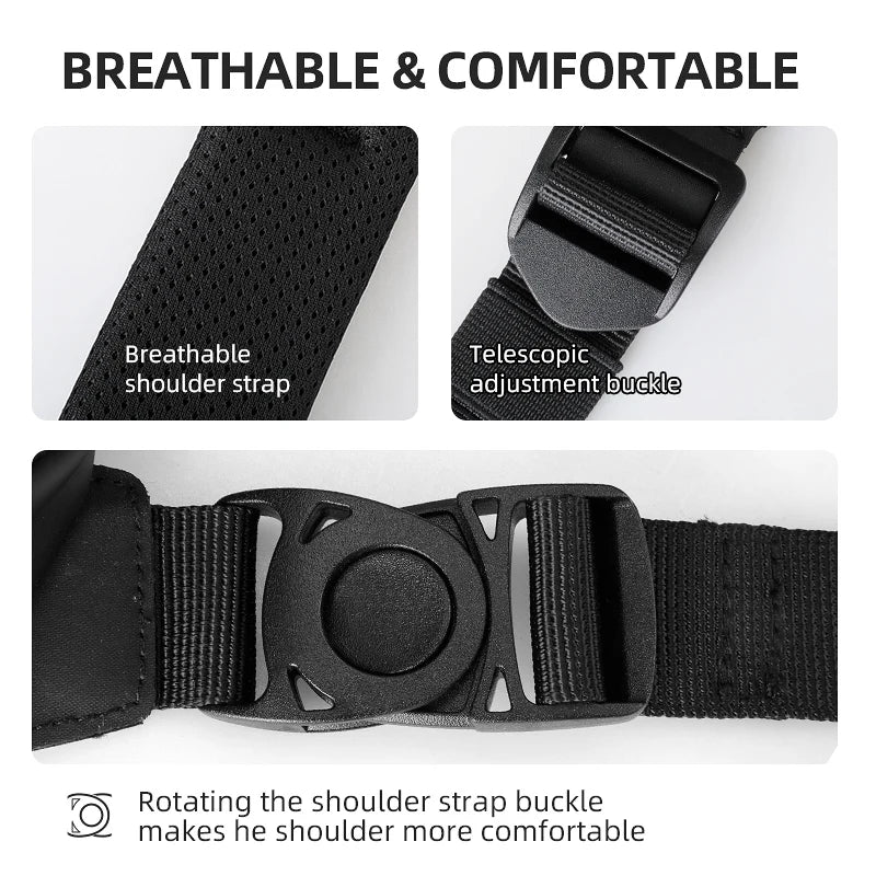 MARK RYDEN Men Crossbody Bag Light Weight Multi-function Sling Bag Men's Pack Solid Black Hip Hop Street Travel Male