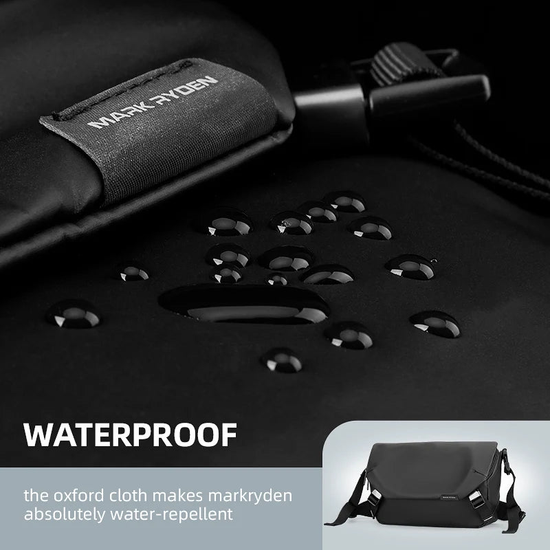MARK RYDEN Men Crossbody Bag Light Weight Multi-function Sling Bag Men's Pack Solid Black Hip Hop Street Travel Male