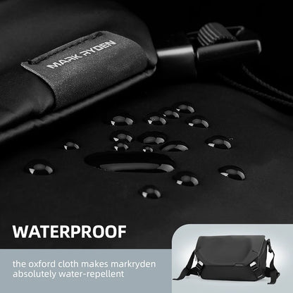 MARK RYDEN Men Crossbody Bag Light Weight Multi-function Sling Bag Men's Pack Solid Black Hip Hop Street Travel Male