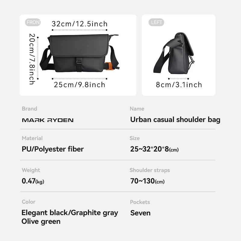 MARK RYDEN Men messenger bag Crossbody Bag Men bolsa De Ombro Masculina Side Bag for Men Shoulder Bag for MenFits 11inch Ipad