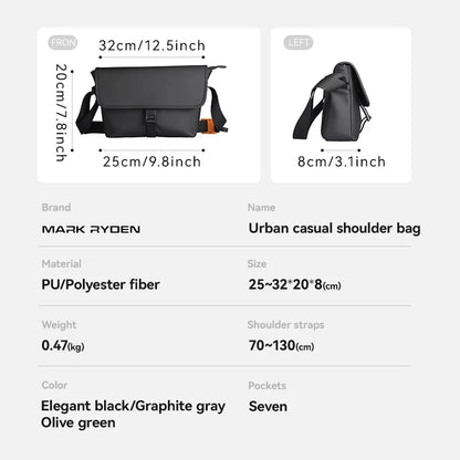 MARK RYDEN Men messenger bag Crossbody Bag Men bolsa De Ombro Masculina Side Bag for Men Shoulder Bag for MenFits 11inch Ipad