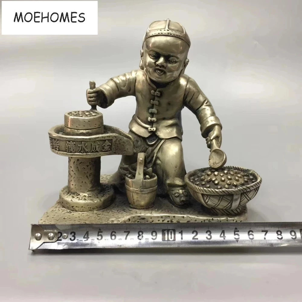 MOEHOMES China Tibet Silver Ancient Bring good luck and get rich by diligence statue Ornament metal crafts home decoration
