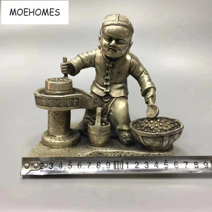 MOEHOMES China Tibet Silver Ancient Bring good luck and get rich by diligence statue Ornament metal crafts home decoration