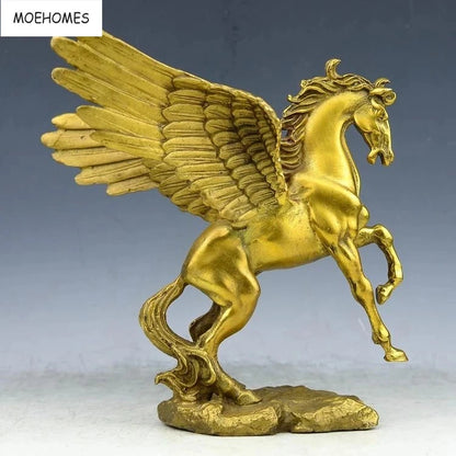 MOEHOMES Chinese Collect Bronze Fengshui Pegasus Horse Statue Metal Handicraft Home Decorations Buddhism 2020 Cn(origin)