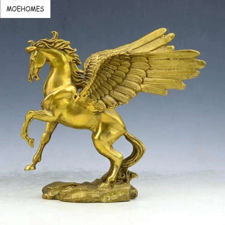 MOEHOMES Chinese Collect Bronze Fengshui Pegasus Horse Statue Metal Handicraft Home Decorations Buddhism 2020 Cn(origin)