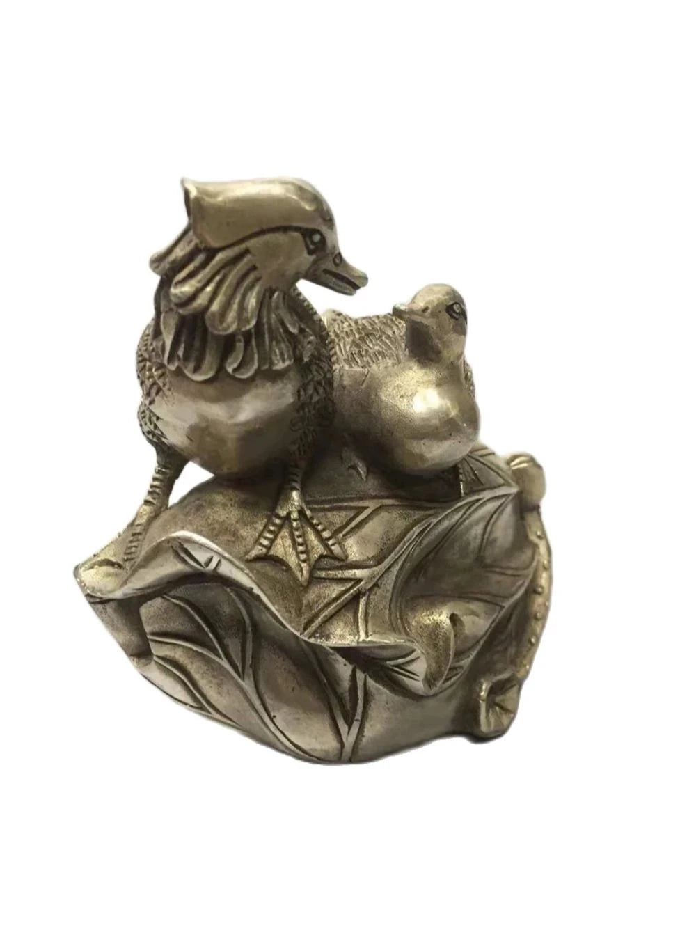 MOEHOMES Collectible Decorated Old Handwork Tibet Silver Mandarin Duck Statue metal handicraft