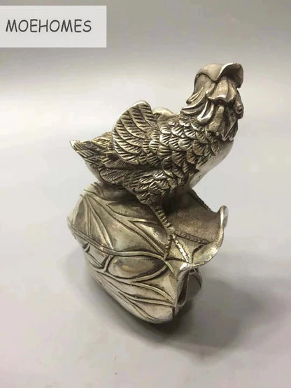 MOEHOMES Collectible Decorated Old Handwork Tibet Silver Mandarin Duck Statue metal handicraft