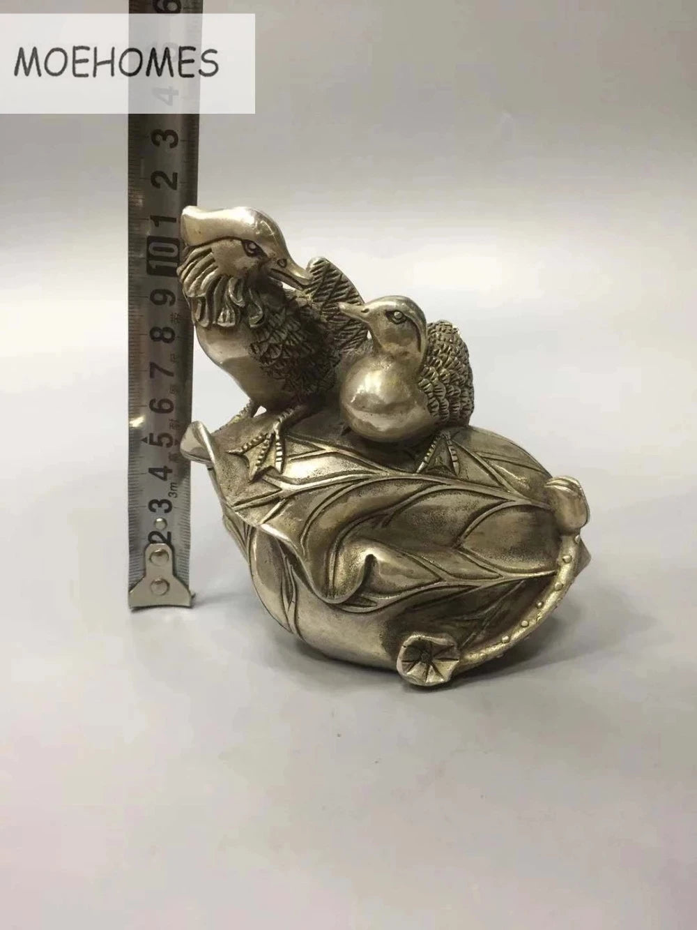 MOEHOMES Collectible Decorated Old Handwork Tibet Silver Mandarin Duck Statue metal handicraft