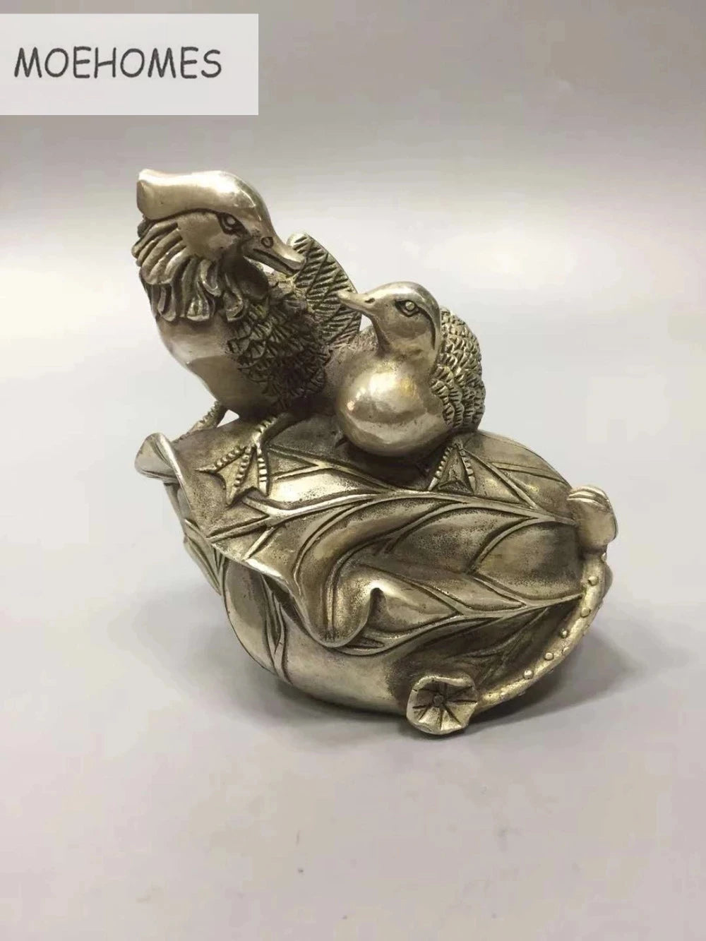 MOEHOMES Collectible Decorated Old Handwork Tibet Silver Mandarin Duck Statue metal handicraft
