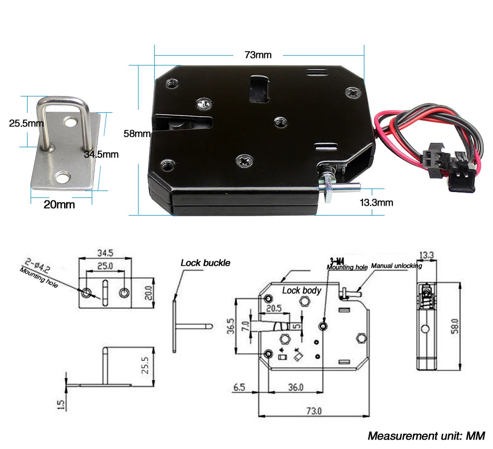 Magnetic  Latch Door Lock Electric Drop Bolt Picks Auto 12V Solenoid Induction Access Control File feedback lock  Case Cabinet