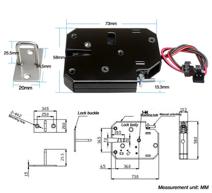 Magnetic  Latch Door Lock Electric Drop Bolt Picks Auto 12V Solenoid Induction Access Control File feedback lock  Case Cabinet