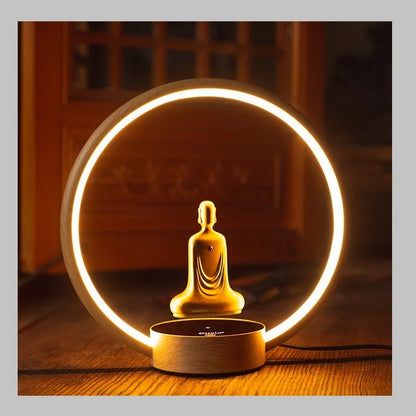 Magnetic Levitation Self Rotating Buddha Statue LED light-emitting ring table lamp Faceless Buddha Home furnishings