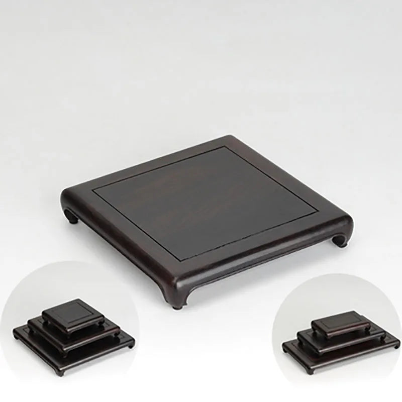 Mahogany carving handicraft seal decoration base solid wood square jade article stationery strange stone flowerpot teapot base