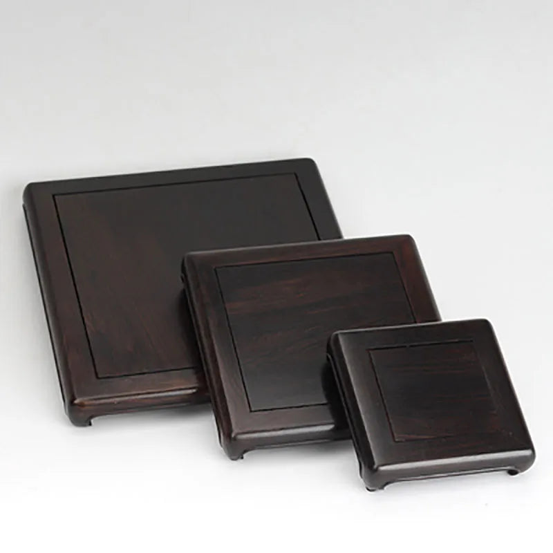 Mahogany carving handicraft seal decoration base solid wood square jade article stationery strange stone flowerpot teapot base