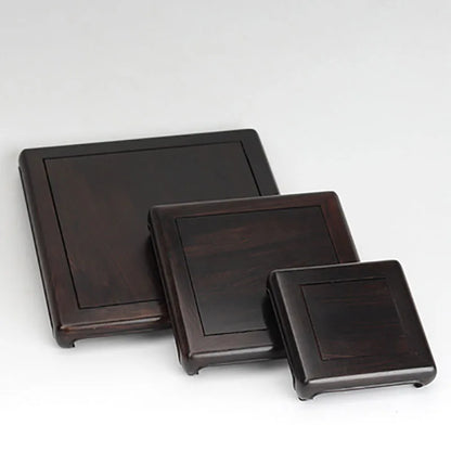 Mahogany carving handicraft seal decoration base solid wood square jade article stationery strange stone flowerpot teapot base