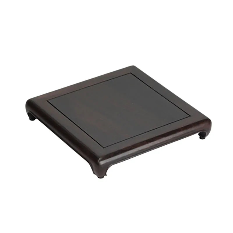 Mahogany carving handicraft seal decoration base solid wood square jade article stationery strange stone flowerpot teapot base