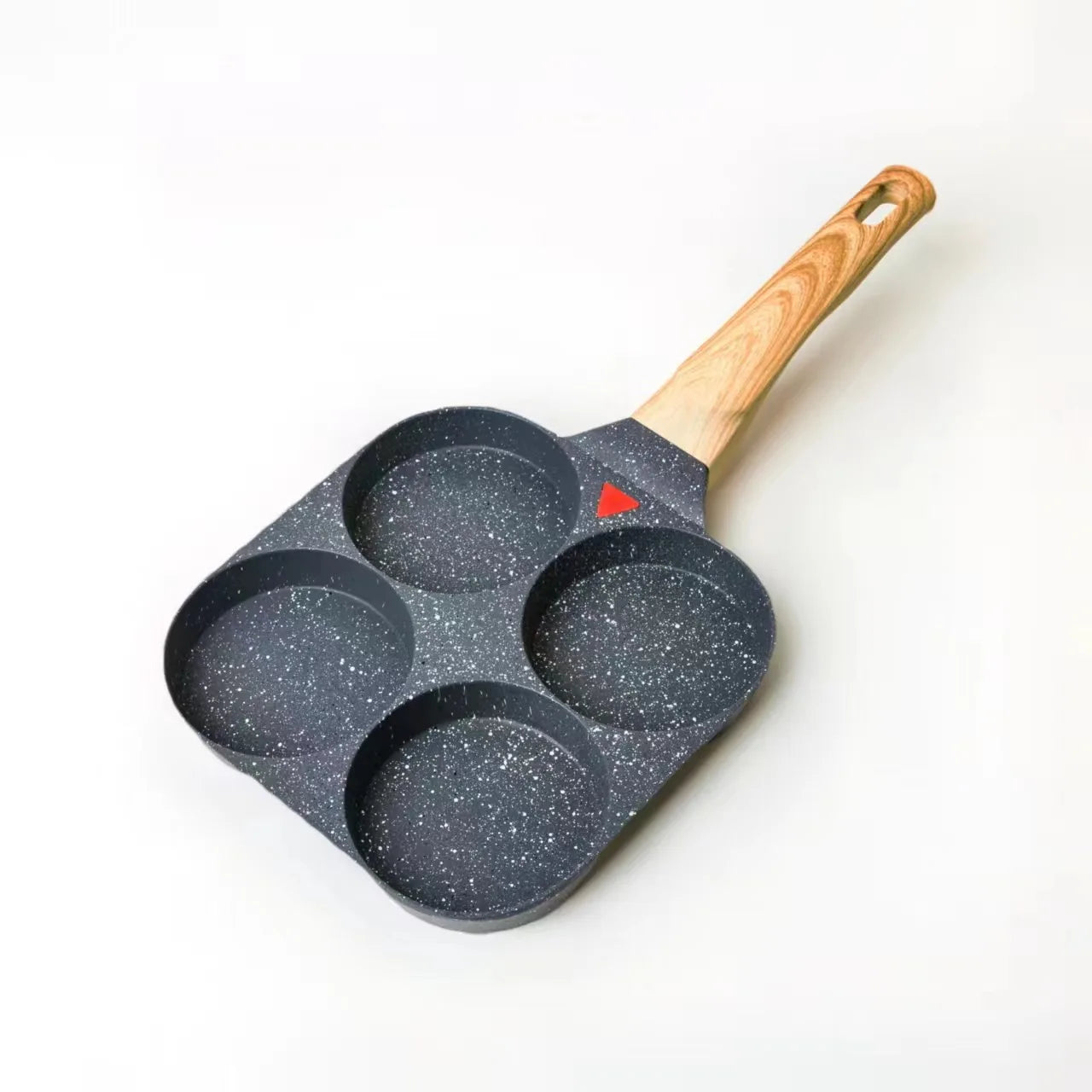 Maifan Stone Non-stick Frying Pot Pan 4 Holes Steak Egg Pancake Thickened Omelet Pan Wooden Handle Pan For Kitchen Utensils