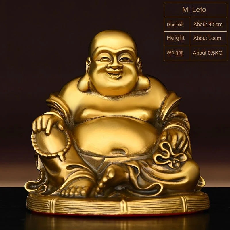 Maitreya Buddha Ornaments All Copper Maitreya Buddha Bodhisattva Cloth Bag Buddha Big Belly Smile Buddha Home Office Decoration