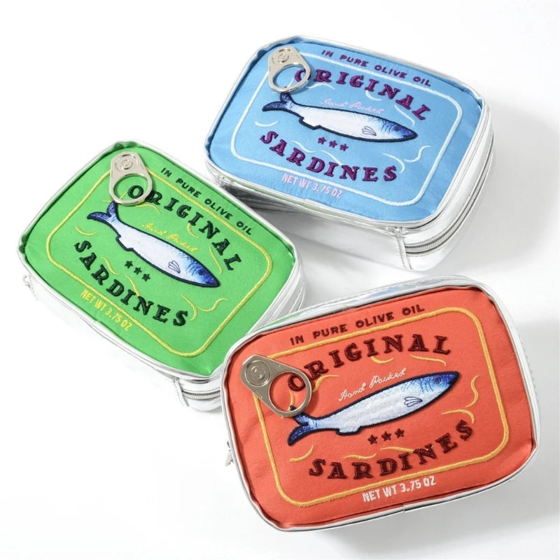 Makeup Bag Toiletry Bag with Zipper Portable Clutch Canned Sardines Shape Makeup Bag for Personal Care Beauty