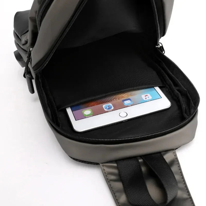 Male High Quality Nylon Messenger Chest Bags Multi-USB Charging Reflective Strip Men Shoulder Sling Daypack Backpack Rucksack