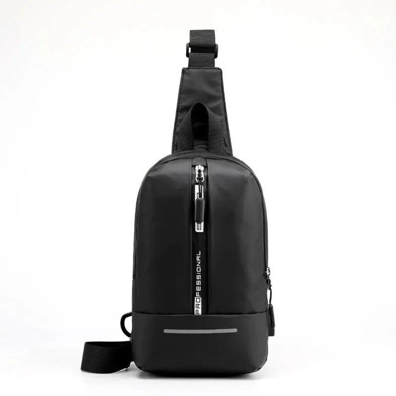 Male High Quality Nylon Messenger Chest Bags Multi-USB Charging Reflective Strip Men Shoulder Sling Daypack Backpack Rucksack