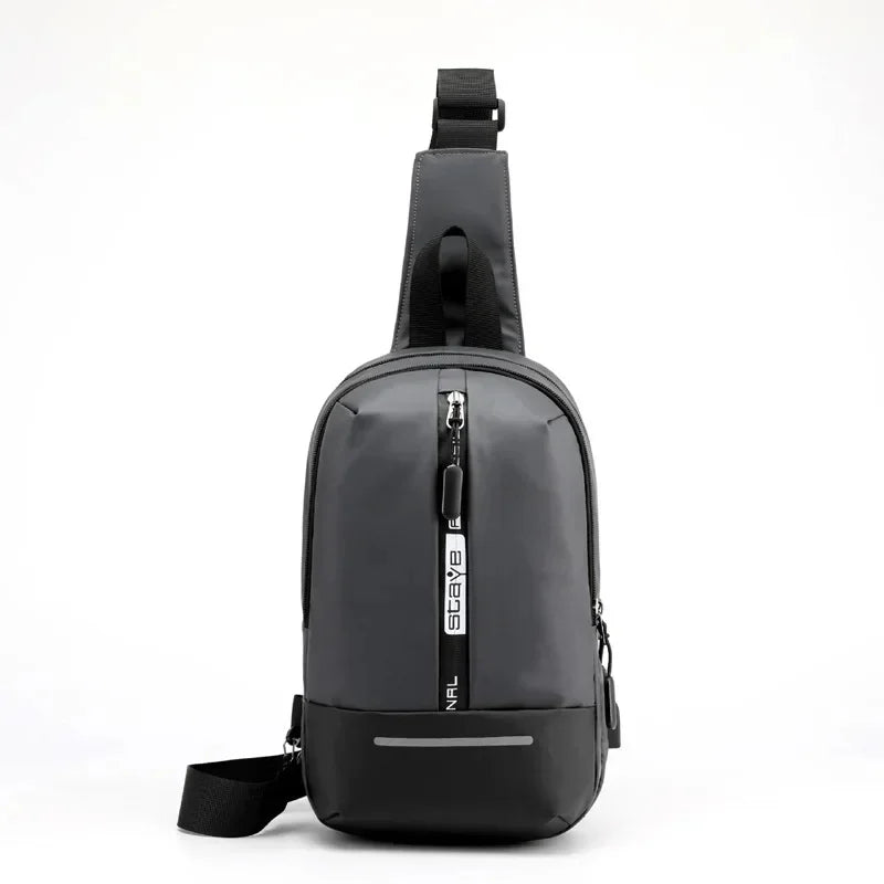 Male High Quality Nylon Messenger Chest Bags Multi-USB Charging Reflective Strip Men Shoulder Sling Daypack Backpack Rucksack