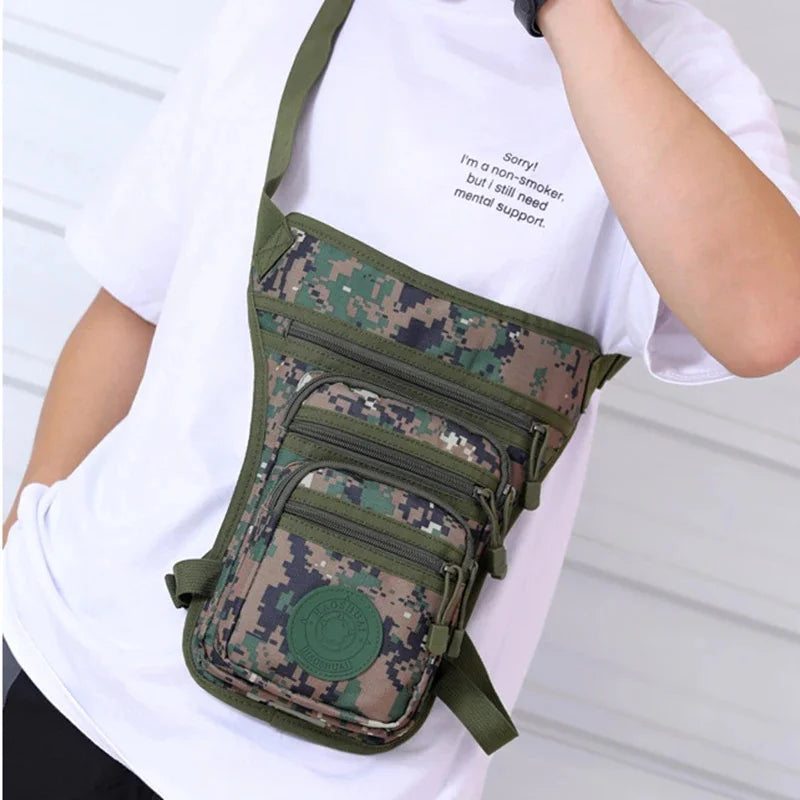 Male Hip Thigh Fanny Pack Military Camouflage Motorcycle Rider Multi-Pockets Shoulder Bags High Quality Men Nylon Waist Leg Bag