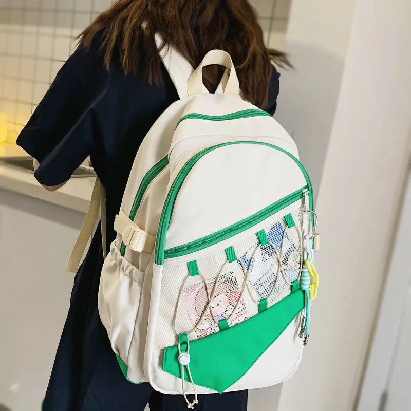 Male Lady Waterproof Mesh Book Bag Boy Girl Travel Backpack Female Cute Laptop College Backpack Fashion Women Men Net School Bag
