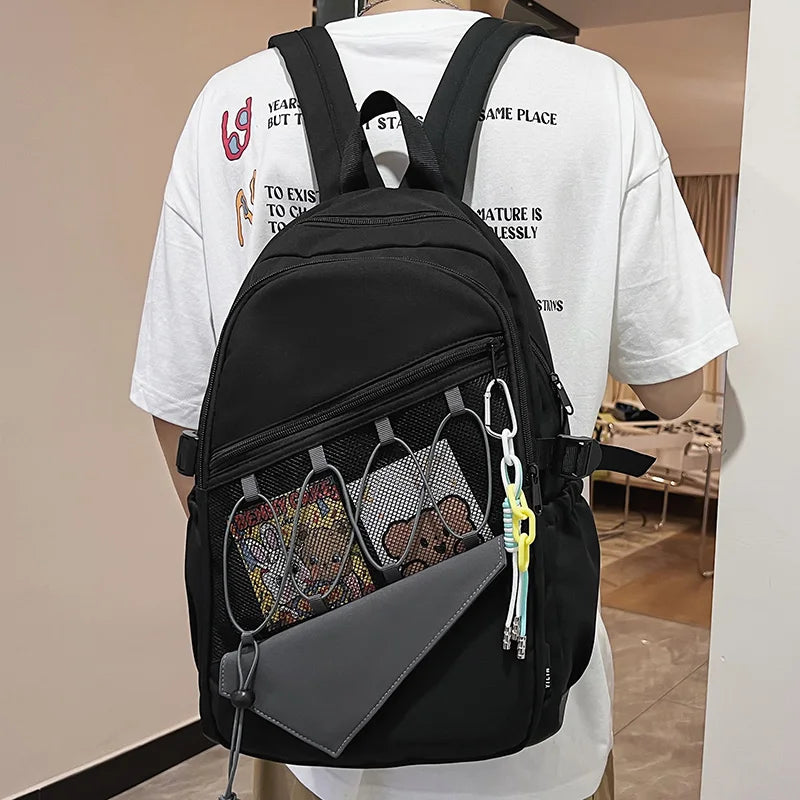 Male Lady Waterproof Mesh Book Bag Boy Girl Travel Backpack Female Cute Laptop College Backpack Fashion Women Men Net School Bag