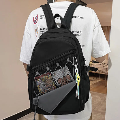 Male Lady Waterproof Mesh Book Bag Boy Girl Travel Backpack Female Cute Laptop College Backpack Fashion Women Men Net School Bag