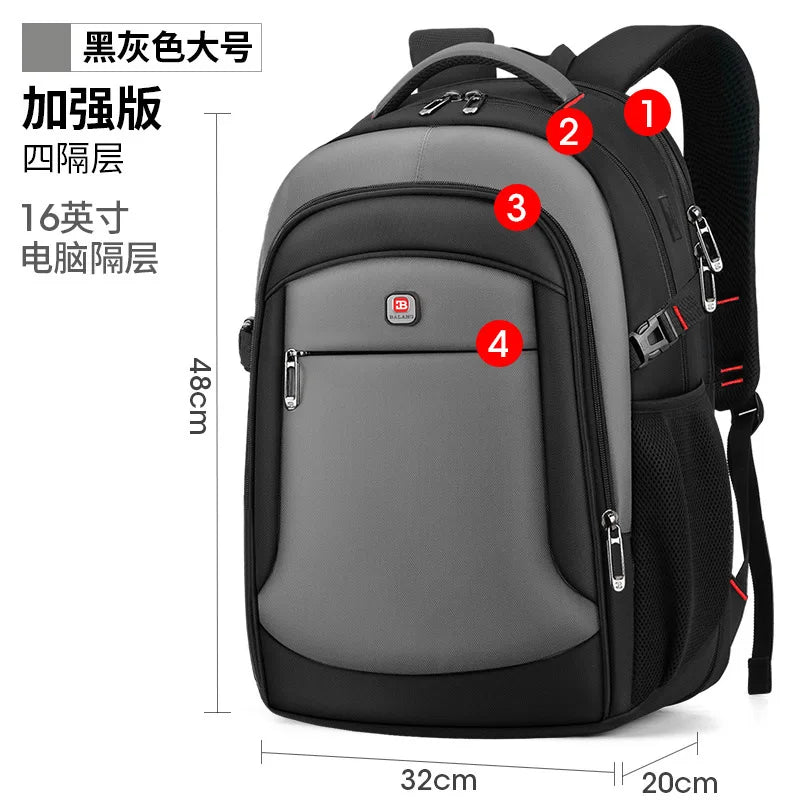 Male multifunction fashion business casual travel high-capacity backpack waterproof 18" inch Laptop men backpack