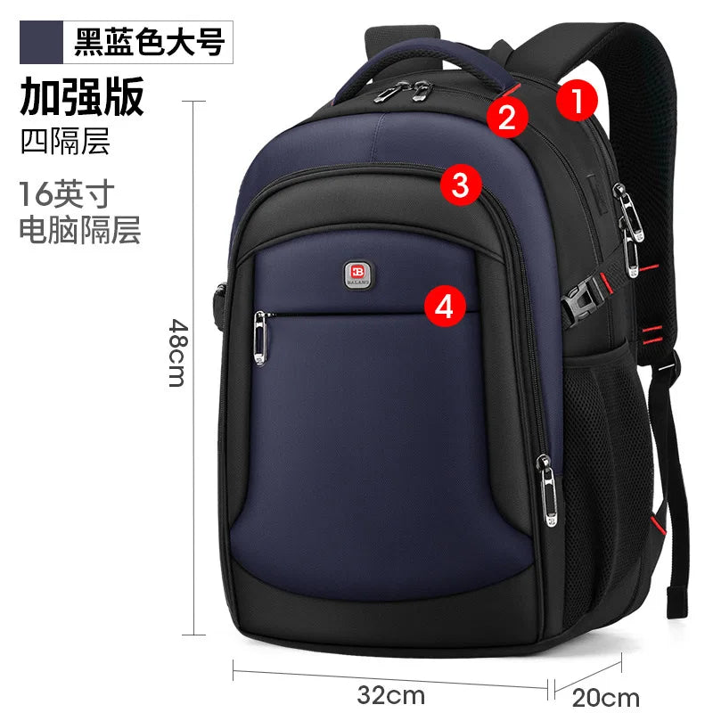 Male multifunction fashion business casual travel high-capacity backpack waterproof 18" inch Laptop men backpack