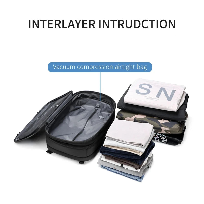 Man Backpack Business Bag for Laptop Large Capacity Vacuum Compression Multifinonal Travel Bags Waterproof Expandable Back Pack