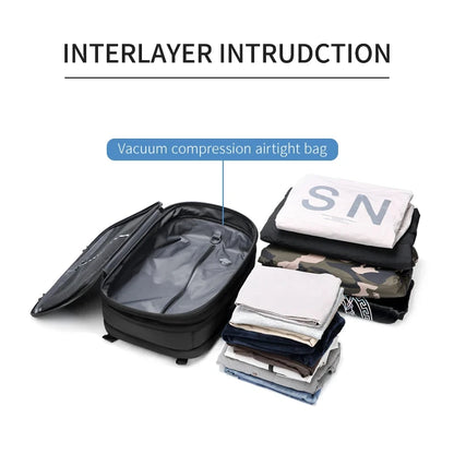 Man Backpack Business Bag for Laptop Large Capacity Vacuum Compression Multifinonal Travel Bags Waterproof Expandable Back Pack