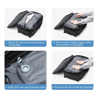 Man Backpack Business Bag for Laptop Large Capacity Vacuum Compression Multifinonal Travel Bags Waterproof Expandable Back Pack