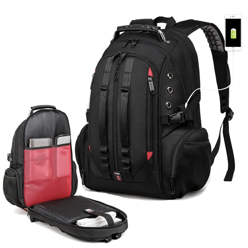 Man Backpack Travel 15.6in Laptop USB Earphone 45L Large Capacity Anti Theft Trekking Backpacks for Teen Schoolbag Women Backbag