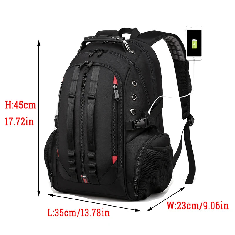 Man Backpack Travel 15.6in Laptop USB Earphone 45L Large Capacity Anti Theft Trekking Backpacks for Teen Schoolbag Women Backbag