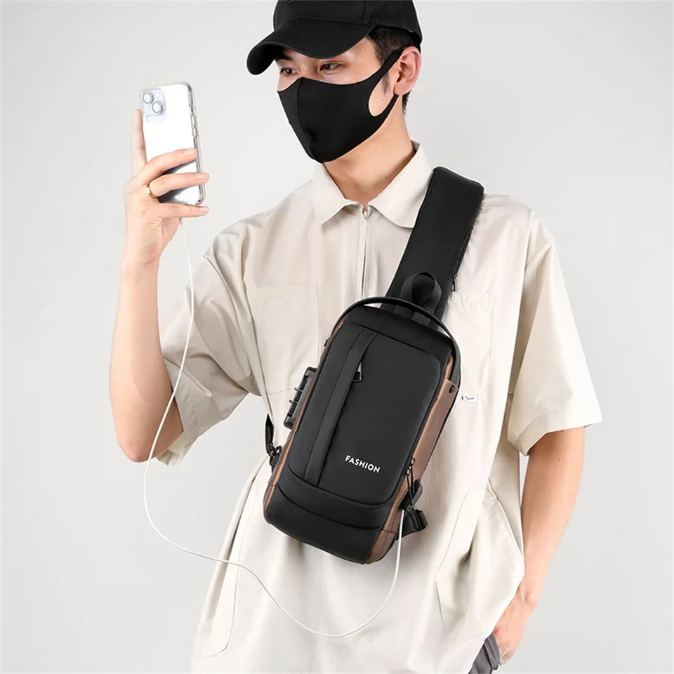 Man Canvas Chest Bag Fashion Pocket Sling Bag Waist Belt Bag Man Sling Chest Bag Fashion Travel Purse Phone Pouch