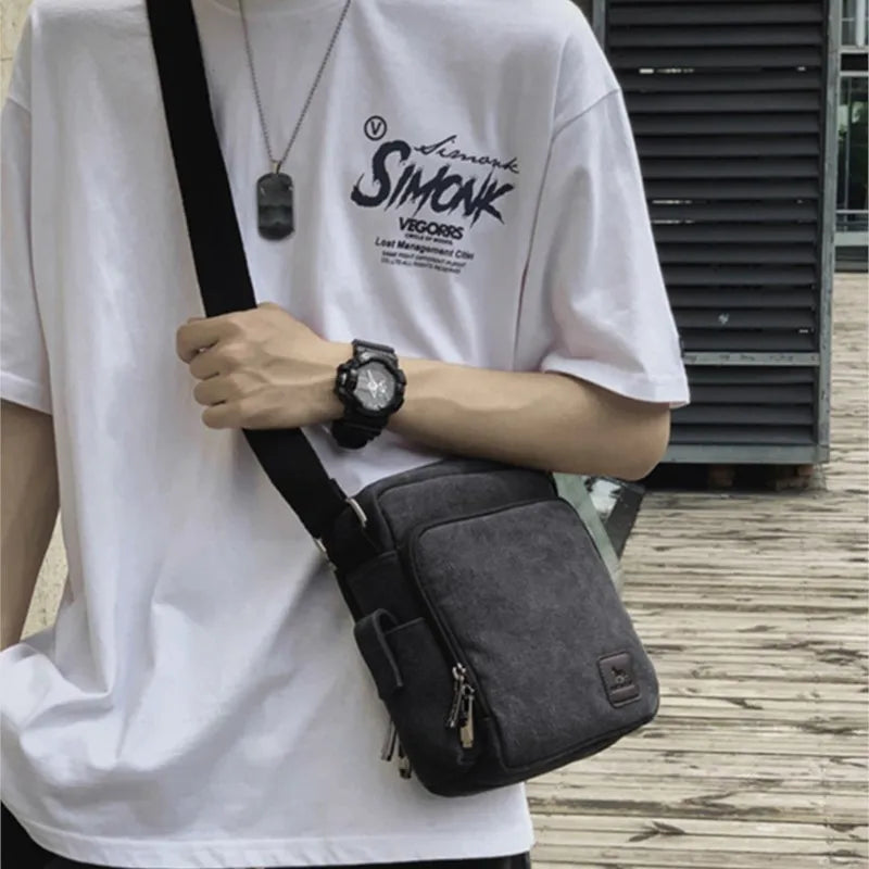 Man Canvas Shoulder Bags For Male Multi-function Handbags Travel Tote Male Crossbody Shopper Bag