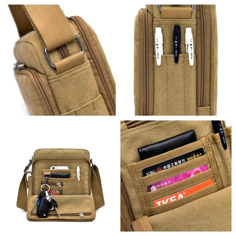 Man Canvas Shoulder Bags For Male Multi-function Handbags Travel Tote Male Crossbody Shopper Bag