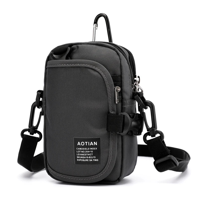 Man Handbags Mini Messenger Bag Simple Small Crossbody Cell Phone Waist Pack Casual Flap Shoulder Bag Coin Purse