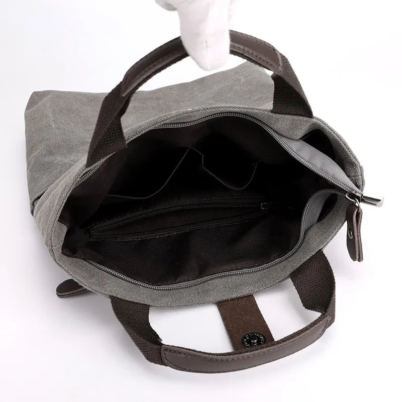 Man Soft Canvas Handbags Simple Style Top-handle Tote Messenger Bags Male Travel Shopping Shoulder Hand Bag